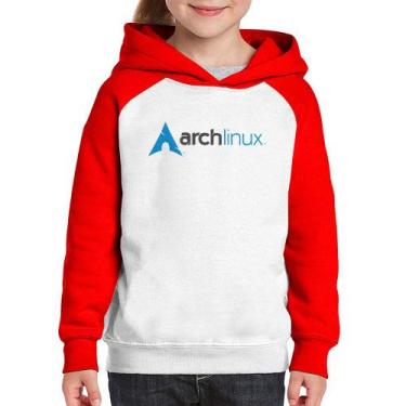 Imagem de Moletom Infantil Arch Linux Logo - Foca na Moda, Branco, Vermelho, 2