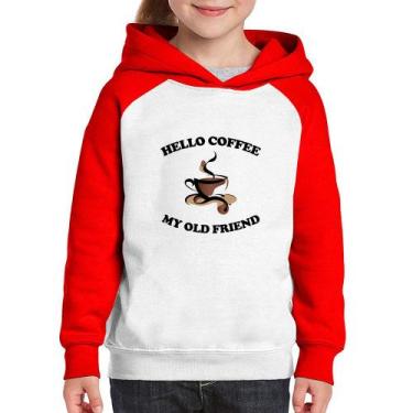 Imagem de Moletom Infantil Hello coffee my old friend - Foca na Moda, Branco, Ve