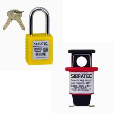 Imagem de Kit Cadeado com Trava de Segurança para Disjuntor DIN - SIBRATEC, 2 pe