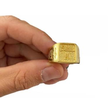 Imagem de Anel Salmo 91 Banhado A Ouro 18k Masculino Oração Bíblia - ToJoia18k