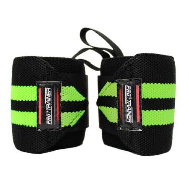 Imagem de Munhequeira Profissional preto com verde Pulso Proteção - Pro Trainer