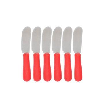 Imagem de JOGO C/6 MINI ESPÁTULAS P/ PATÊ GELÉIA INOX - Vermelho - unygift