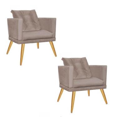 Imagem de Kit 02 Poltrona Cadeira Milena Confort Com almofada Sala Recepção Escr