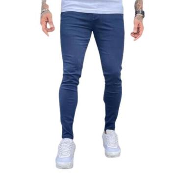 Imagem de Calça Alfaiataria Masculina Super Skinny Bolso Faca J Jones, Azul Escu