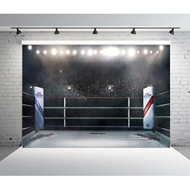 Imagem de BELECO 1,5 x 0,91 m Pano de fundo de anel de boxe de tecido espectador e estádio MMA Arena cenário de fotografia para decorações de festa de aniversário, suprimentos do UFC para chá de bebê, foto, fundo, adereços para cabine de fotos
