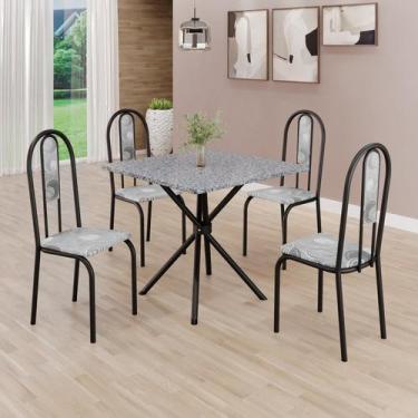 Imagem de Conjunto Sala de Jantar Mesa Quadrada 75x75cm Tampo Granito Ocre 4 Cad