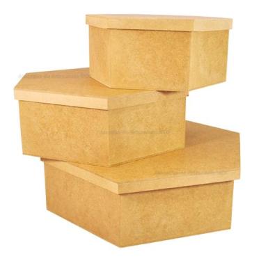 Imagem de Trio de Caixa Sextavada Tampa Sapato P M G Mdf Madeira - ATACADÃO DO A