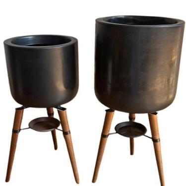 Imagem de Kit 2 Vasos Para Plantas e Decoração com Tripé de Madeira - Alpe & Ari