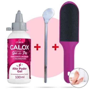 Imagem de Kit Amaciante Calos Gel + Espátula Bisturi 222+ Lixa SPA Pés Podóloga 