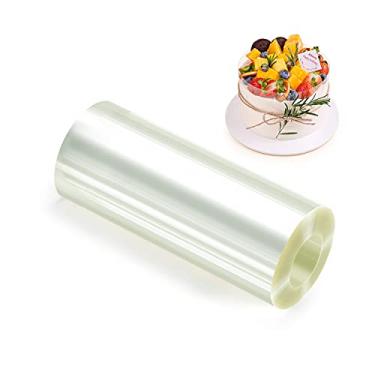 Imagem de Ailaxq Colar de bolo 10 x 1,524 cm (150 μm de espessura), folhas de acetato para assar, colares de bolo de acetato transparente, tiras de bolo de mousse para assar mousse de chocolate, decoração de