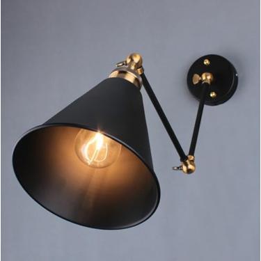 Imagem de Luminárias externas pescoço de ganso, luzes modernas de celeiro de fazenda para varanda, arandela de parede externa preta industrial para garagem, pátio, base E26