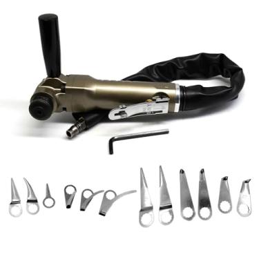 Imagem de QMGXOU Removedor de para-brisa pneumático com lâminas, kit de ferramentas para para-brisas de janela de ar, cortador de acabamento de vedação, removedor de borracha, ferramenta de remoção