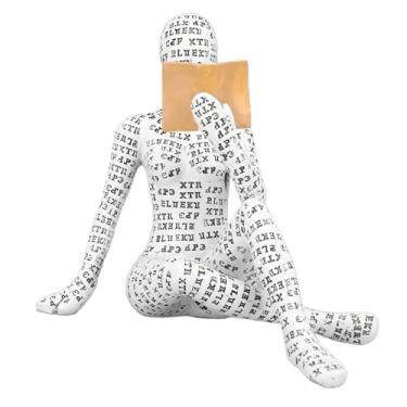 Imagem de Estátua de Pensador Feminino, Leitura de Polpa, Estátua de Pensador, Decoração de Casa, Escultura Moderna de Resinas Abstratas para Sala de Estar, Escritório, Quarto (W310-13)