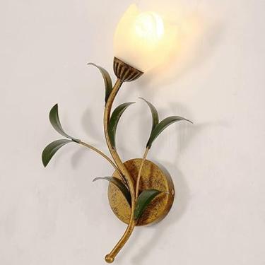 Imagem de Luminárias de parede de cristal de criatividade francesa, flores de personalidade, arandelas de parede para quarto, base de metal E12/E14 de 15,3 pol. para sala, bar, cozinha, corredor, esca