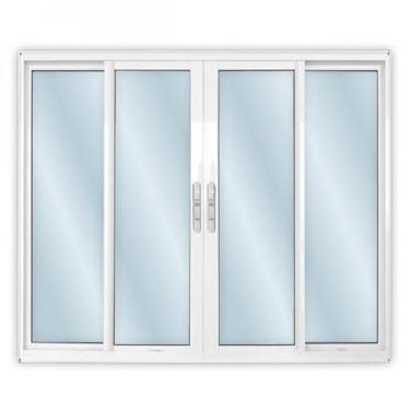 Imagem de Janela de Alumínio de Correr 100x120cm 4 Folhas 2 Fixas com Vidro Mini Boreal Linha Solida MGM Branco