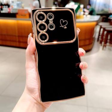 Imagem de Capa de TPU macio revestida para Samsung Galaxy S24 S23 S22 Ultra Plus A55 A54 A15 A14 A25 A35 5G S 24 23 22 A 55 15 Love Heart, preta, para Samsung S24