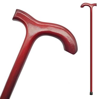 Imagem de FLYDRUM Bengala de madeira de 91 cm, bastão de madeira, bengala de caminhada de madeira para homens e mulheres com alça estilo Derby, bengala de madeira, bengala de madeira