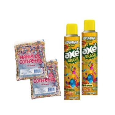Imagem de Kit Carnaval 2025: Espuma 500ml + Confete 100g Bloquinho, Festa, Material Escolar (2 Espumas + 2 Confetes)