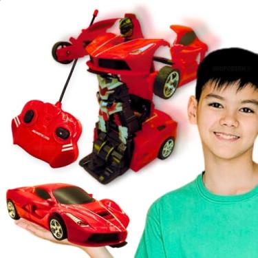 Imagem de Carrinho de Controle Remoto 2 em 1 Vira Robô Presente Aniversário Natal Dia das Crianças Para Menino 5 6 7 Anos Carro de Controle Remoto com Luz 2 funções Robô-Car Titanium (Vermelho)