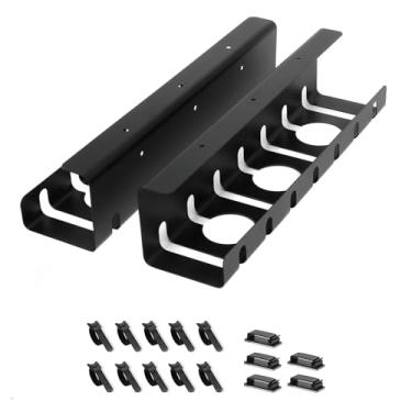 Imagem de TooCust 2 Pack Under Desk Cable Management Tray - 31.5in Desk Cord Organizer for Wire Management Tray, No Screw No Drill Cable Raceway for Standing Desk, Large Rack, Black Raceway Tray