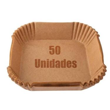 Imagem de Kit 50 Forma Quadrada Protetor Para Fritadeira Elétrica Airfryer Papel