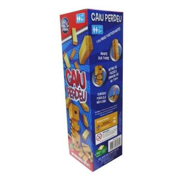 Imagem de Jogo Caiu Perdeu Torre 54 Peças Madeira Brincadeira Infantil Criança -