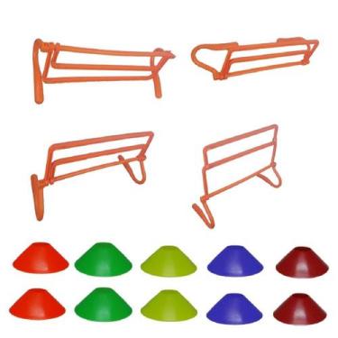 Imagem de Kit C/10 Cones Demarcatórios + 4 Barreiras de Salto Obstáculos C/Até4A