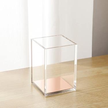 Imagem de Porta-lápis transparente organizador de mesa, recipiente para canetas, copo de ouro rosa (ouro rosa)