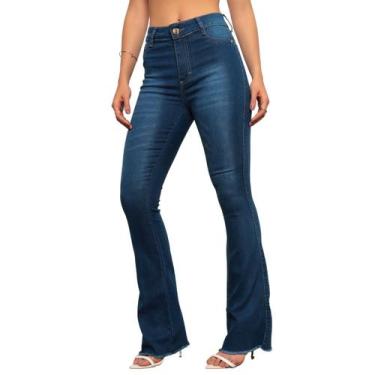 Imagem de Calça Jeans Feminina Flare Modelo Comfort Dark Premium - SK JEANS, Azu