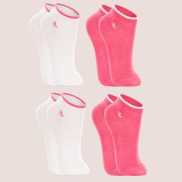 Imagem de Kit 4 Pares Meia Kids Lupo Cano Curto Unisex Original, Branco, Rosa, 3