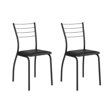 Imagem de Cadeira de Cozinha 1700 Kit 2 Un Preto/Courano Preto - Carraro