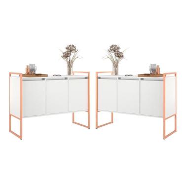 Imagem de Aparador Buffet Estilo Industrial Com Pés Em Aço 2 Unidades