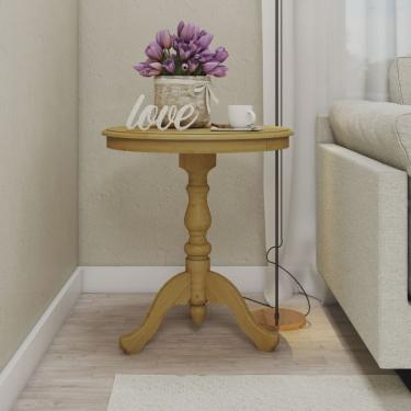 Imagem de Mesa Lateral Redonda Madeira Maciça Aconchego Artemobili