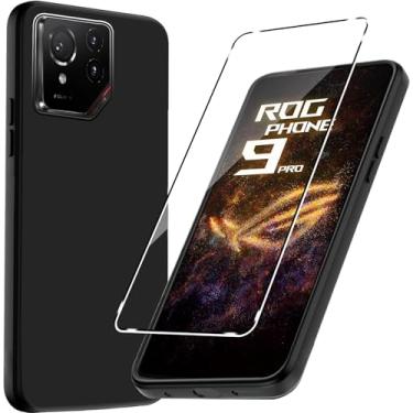 Imagem de Murmure Capa para ASUS ROG Phone 9/ROG Phone 9 Pro com 1 protetor de tela, silicone TPU flexível fino à prova de choque [antiarranhões] [à prova de choque], capa protetora de corpo inteiro, preta