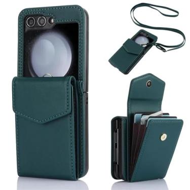Imagem de HJZSZX Para Samsung Z Flip 6 Crossbody Multi Card Wallet Phone Case Long Lanyard Bolsa Suporte Capa (Para Samsung Z Flip 6/verde)