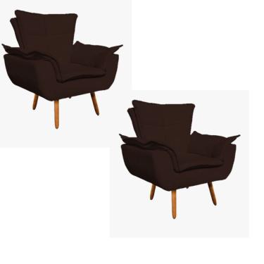 Imagem de Kit 2 Poltronas Opala Luxo Suede Marrom- Straso Móveis
