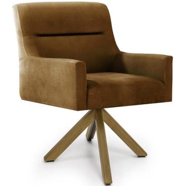 Imagem de Cadeira Para Sala Angel Giratória Giromad Veludo Camel - Nexta Casa