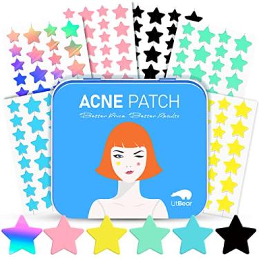 Imagem de LitBear Acne Patch Pimple Patch, 6 Colors 168 Dots Star Pimple Patches with Tea Tree Oil & Centella Oil, Hydrocolloid Acne Pimple Patches for Face Cute Zit Patches Pimple Stickers Acne Dots