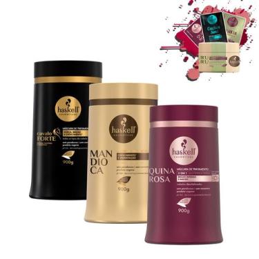 Imagem de Kit Haskell Mascaras Cavalo Forte Quina Rosa Mandioca 900gr
