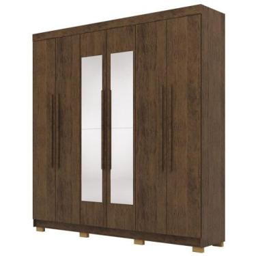 Imagem de Guarda Roupa Casal 218cm Com Espelho Elegance Imbuia Rústico - Vila Ri