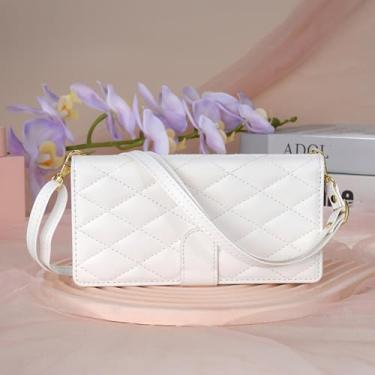 Imagem de HJZSZX Para Samsung S24 Plus Crossbody Lanyard Couro Zip Wallet Phone Case Flip Cover (Para Samsung S24 Plus/Branco)