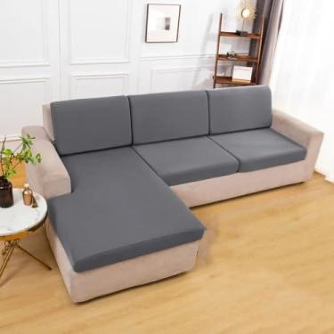 Imagem de Capa de almofada impermeável para sofá, protetor elástico para sofá, animais de estimação, crianças, sala de estar, sofás, capa protetora, cinza, 1 fronha, 45x45 cm