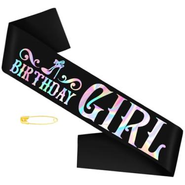 Imagem de Faixa preta de aniversário com folha iridescente, decorações engraçadas de feliz aniversário para meninas, festa de aniversário de discoteca, 10º 11º oficial adolescente doce 16 18 finalmente 21 ou