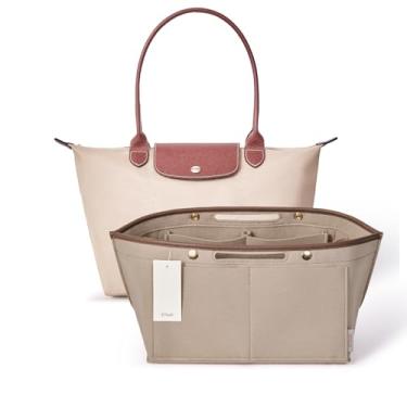 Imagem de ZTUJO Organizador de bolsa para Le Pliage, compatível com Longchamp Le Pliage, bolsa de ombro P/G, alça superior P/M, Energy S/L, Xtra S, inserção organizadora Longchamp (bege, pequeno)
