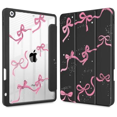 Imagem de May Chen Capa traseira transparente para iPad de 9ª geração com suporte para lápis, iPad 8ª/7ª geração de 10,2 polegadas, [suporte de caneta] Suporte com três dobras para despertar/hibernar, capa