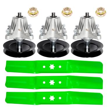 Imagem de JYLEYJ Kit de reconstrução de cortador de grama de 137 cm para MTD CRA ftsman Cub Ca det RZT-L54 KH RZT-L54 KW XT1-ST54 G8400 Z6600, 3 eixos 618-06978 918-06978, 3 lâminas (médias) - Elevador) 74