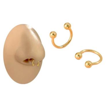 Imagem de Piercing Ferradura Dourado Aço Cirúrgico Nariz e Orelha 6mm - Oremte