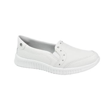 Imagem de Tênis Kolosh Feminino Branco Calce Fácil Tachas Metálicas
