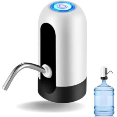 Imagem de Bebedouro Bomba Elétrica para Galão Garrafão de Água Recarregável Carregamento USB Portátil Dispenser Automático de Água (Branco)