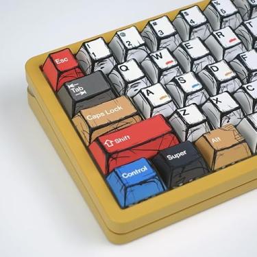 Imagem de YMKPVR KBDiy – Teclas de 143 teclas com tema de mangá japonês com sublimação de tinta de cinco lados, Cherry Profile PBT para teclado mecânico 61/64/68/84/87/100/104/108